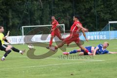 Kreisfreundschaftsspiel - Saison 2024/25 - Kreisfreundschaftsspiel - TSV Ober/Unterh.stadt - FC Fatih -  Der 0:2 Führungstreffer durch - Akif Abasikeles (Nr.20 - FC Fatih) - Nick Wagner (Nr.22 - TSV Ober/Unterh.stadt) - jubel- Torwart Ali Cakmakci (Nr.1 -