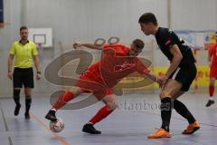 Lotto - Hallen - Bayerncup -  Saison 2022/2023 - FC Fatih Ingolstadt - SV Manching - Halbfinale -  Dardan Berisha rot Fatih - Simon Berger schwarz Manching - Foto: Meyer Jürgen