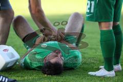 Freundschaftsspiel - Saison 2023/2024 - SV Manching - FC Ingolstadt 04 - Abou-Khalil Abdel (Nr.20 - SV Manching) verletzt am Boden -  - Foto: Meyer Jürgen