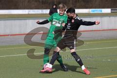 Freundschaftsspiel - Türk SV Ingolstadt - SV Manching - Saison 2023/23 - Rainer Meisinger grün Manching - Adem Ismajli schwarz Türk SV - Foto: Meyer Jürgen