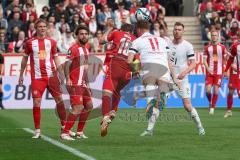 3. Liga - Saison 2023/24 - Rot-Weiss Essen - FC Ingolstadt 04 -  - Sebastian Gronning (Nr.11 - FCI) - Nils Kaiser (#18 Essen) - Foto: Meyer Jürgen