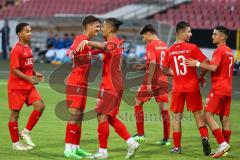 Bayernliga - U17 - Saison 2022/2023 - FC Ingolstadt 04 -  1860 München - Polat Arel rot FCI - Der 2:0 Führungstreffer  durch Polat Are rot FCI - Jubel - Foto: Meyer Jürgen