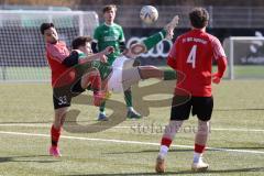 2024_2_17 - Saison 2023/24 - AUDI-Schanzer Amateur Cup - FC Gerolfing - TV 1861 Ingolstadt - Halbfinale 2 - Miguel Diaz Moreno rot 1861 Ing. - Florian Uslar grün Gerolfing - Foto: Meyer Jürgen