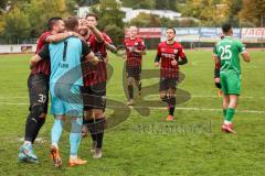 Toto-Pokal; VfB Eichstätt - FC Ingolstadt 04; Sieg Jubel Freude Halbfinale Torwart Marius Funk (1, FCI) Pascal Testroet (37, FCI) Rico Preißinger (6, FCI) Calvin Brackelmann (17, FCI) Dominik Franke (3 FCI) Tobias Bech (11, FCI)