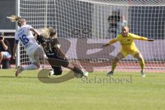 2. Fußball-Liga - Frauen - Saison 2023/2024 - FC Ingolstadt 04 - SV Meppen - Der 1:0 Führungstreffer durch Reininger Pija (Nr.21 - FCI Frauen) - jubel - Schulte Sarah weiss Meppen -Sieger Laura Torwart Meppen -  - Foto: Meyer Jürgen