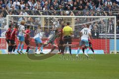 3.Liga - Saison 2022/2023 - TSV 1860 München - FC Ingolstadt 04 -Torwart Marius Funk (Nr.1 - FCI) - Hans Nunoo Sarpei (Nr.14 - FCI) rettet auf der Linie -  Foto: Meyer Jürgen