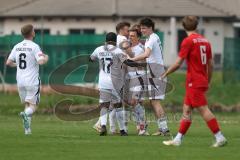 Kreisliga - Saison 2025/26- SV Zuchering - FC Mindelstetten - Der 0:1 Führungstreffer durch Josef Wilhelm weiß Mindelstetten - jubel  - XXXXX - Foto: Meyer Jürgen