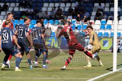 3. Liga - Saison 2025/26 - TSG Hoffenheim II - FC Ingolstadt 04  - Marcel Costly (Nr.22 - FCI) mit dem 0:3 Führungstreffer - jubel - Georgios Antzoulas (Nr.6 - FCI) - Torwart Lukas Blöndal Petersson (Nr.1 - TSG Hoffenheim II) - XXXXX - Foto: Meyer Jürgen