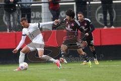 3. Liga - Saison 2023/24 - Testspiel - 1. FC Nürnberg - FC Ingolstadt 04 - Marcel Costly (Nr.22 - FCI) - Okunuki Kanji (#11 Nürnberg) - Foto: Meyer Jürgen