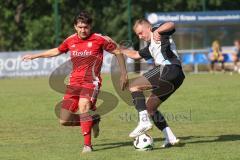 Testspiel - Bezirksliga - Saison 2025/26 - TSV Ober./Unterhaunstadt - Türkisch Ingolstadt  - Baha Asici rot Türkisch  - Florian Diegel weiss Ober./Unterh.stadt - Foto: Meyer Jürgen
