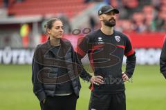 3. Liga; FC Ingolstadt 04 - SV Waldhof Mannheim; Sieg Jubel Freude Spieler bedanken sich bei den Fans Cheftrainerin Sabrina Wittmann (FCI) NLZ Nico Antonitsch (FCI)