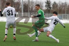 AUDI - Schanzer Amateurcup - Finale -  2026  - SV Hundszell - SV Denkendorf - Jonas Löffler grün Denkendorf - Lukas Conradi weiss Hundszell #31 - Johannes Rindlbacher weiss #22 Hundszell - Foto: Meyer Jürgen