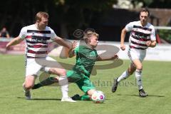 Bezirksliga - Saison 2024/25 - Freundschaftsspiel - FC Gerolfing - SV Kasing - Jonas Götz (Nr.6 - SV Kasing) - Lukas Achhammer (Nr.9 - FC Gerolfing) - Foto: Meyer Jürgen