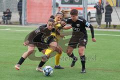 2023_11_12 - 2. Bundesliga - Saison 2023/24 - FC Ingolstadt 04 Frauen - SV 67 Weinberg - Paula Vidovic (Nr.11 - FCI Frauen) - Anna Petz (Nr.16 - FCI Frauen) - Hofrichter Anna gelb Weinberg - Foto: Meyer Jürgen