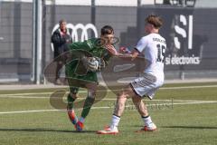 U17 DFB-Nachwuchsliga - Saison 2024/25 - FC Ingolstadt 04 - TSG Hoffenheim - Alexander Meyer weiss FCI - Darijo Ebert Torwart Hoffenheim - Foto: Meyer Jürgen