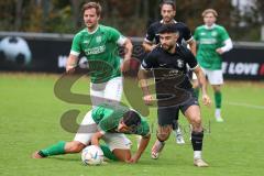 2023_10_21 - Kreisliga - Saison 2023/24 - FC Gerolfing - FC Fatih Ingolstadt - Anastasios Porfyriadis grün Gerolfing - Kerem Arik schwarz Fatih - Foto: Meyer Jürgen