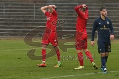 Bayernliga Süd - Saison 2021/2022 - FC Ingolstadt 04 II - TSV 1860 München II - Gashi Egson (#7 FCI) - Meikis Fabio (#19 FCI) nach einer vergebenen Chance - Enttäuscht - Foto: Meyer Jürgen