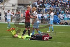 3.Liga - Saison 2022/2023 - TSV 1860 München - FC Ingolstadt 04 - Moussa Doumbouya (Nr.27 - FCI) - Torwart Marco Hiller (Nr.1 - 1860 München) - Foto: Meyer Jürgen