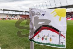 3. Liga; FC Ingolstadt 04 - FC Viktoria Köln; Kinderdesign Eckfahne SchanzenGeber-Spieltag