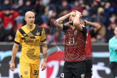 3. Liga; FC Ingolstadt 04 - SG Dynamo Dresden; Torchance verpasst, ärgert sich David Kopacz (29, FCI)
