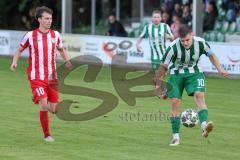 Landesliga - Saison 2025/26 - SV Manching - TSV Dachau  - Sebastian Graßl (Nr.10 - SV Manching) - Nikolaus Grotz rot Dachau - Foto: Meyer Jürgen