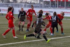 2. Frauen-Bundesliga - Saison 2021/2022 - FC Ingolstadt 04 - Eintracht Frankfurt II - Maier Ramona (#18 FCI) - Kiesling Ricarda (#6 FCI) - Janser Malin schwarz Frankfurt - Foto: Meyer Jürgen