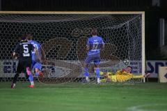 Landesliga - Saison 2026/27 - SV Manching - VFB Durach - Der 0:1 Führungstreffer per Elfmeter durch Tobias Seger blau Durach  - jubel - Valentin Puhar TW Manching - Foto: Meyer Jürgen