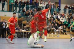 Lotto - Hallen - Bayerncup - Oberbayern -  Saison 2022/2023  - FC Fatih Ing - FC Penzberg - Finale - 1:0 - Alen Patak rot Fatih - Efe Kurtar grün Penzberg - Foto: Meyer Jürgen