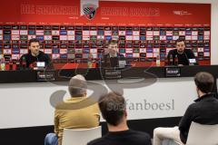 3. Liga; FC Ingolstadt 04 - Neuer Trainer Cheftrainer Guerino Capretti (FCI), erste Pressekonferenz Cheftrainer Guerino Capretti (FCI) stellvertretender Pressesprecher Manual Baumgärtner und Sportmanager Malte Metzelder (FCI)