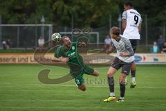 Landesliga - Saison 2026/27 - SV Manching - SC Cosmos Aystetten - Daniel Schweiger (Nr.11 - SV Manching) - Marksteiner Raphael weis Aystetten  - Schäfer Edward weis Aystetten  - Foto: Meyer Jürgen