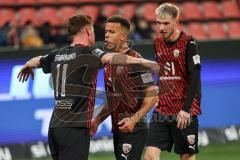 3. Liga; FC Ingolstadt 04 - SC Freiburg II; Sebastian Grönning (11, FCI) Tor Jubel Treffer Flugkopfball Marcel Costly (22, FCI) Benjamin Kanuric (8, FCI)