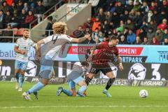 3. Liga; FC Ingolstadt 04 - TSV 1860 München; Zweikampf Kampf um den Ball Pascal Testroet (37, FCI) Verlaat Jesper (4 TSV) Deichmann Yannick (20 TSV) Freitag Alexander (13 TSV)