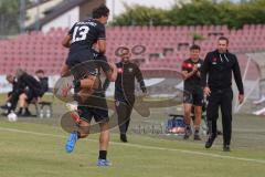 *** Bayernliga Nord - Saison 2025/26 - FC Ingolstadt 04 II - Jahn Regensburg II - Der 1:1 Ausgleichstreffer durch Ognjen Draculic (Nr.9 - FC Ingolstadt II) - jubel -  - Can Paylan (Nr.13 - FC Ingolstadt II) - Foto: Meyer Jürgen