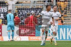 3. Liga; FC Viktoria Köln - FC Ingolstadt 04; Tor gegen Ingolstadt, Torwart Marius Funk (1, FCI) ärgert sich, hängende Köpfe Patrick Schmidt (9, FCI) Marcel Costly (22, FCI) schreit Donald Nduka (42, FCI)