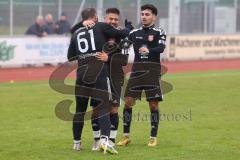 Kreisliga - Saison 2022/2023 - DJK Ingolstadt - Türk.SV Ingolstadt - Ibrahim Sahin schwarz Türk SV mit dem 0:1 Führungstreffer - jubel - Melih Soysal schwarz #52 Türk SV -  - Foto: Meyer Jürgen