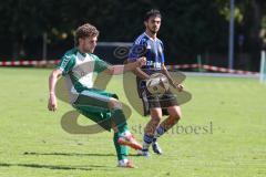Kreisklasse - Saison 2025/26- SV Haunwöhr - FC Geisenfeld  - Kilian Kellermann grün Geisenfeld - Daniele Romanelli blau Haunwöhr - Foto: Meyer Jürgen