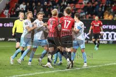 3. Liga; FC Ingolstadt 04 - TSV 1860 München; Rangelei um Calvin Brackelmann (17, FCI) Hiller Marco (1 TSV) Tobias Bech (11, FCI) Steinhart Phillipp (36 TSV)