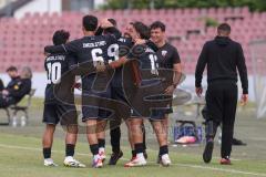 *** Bayernliga Nord - Saison 2025/26 - FC Ingolstadt 04 II - Jahn Regensburg II - Der 1:1 Ausgleichstreffer durch Ognjen Draculic (Nr.9 - FC Ingolstadt II) - jubel - Foto: Meyer Jürgen