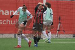 2. Bundesliga Frauen - Saison 2025/26 - FC Ingolstadt 04 Frauen - FFC Turbine Potsdam - Stefanie Reischmann (Nr.24 - FC Ingolstadt Frauen I) mit einer Torchance - enttäuscht - Plöchinger Silia Torwart  Potsdam - Foto: Meyer Jürgen