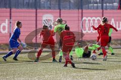 2. Frauen-Bundesliga - Testspiel - Saison 2021/2022 - FC Ingolstadt 04 - SV 67 Weinberg - Der 2:0 Führungstreffer durch Reischmann Stefanie (#21 FCI)  - Klug Sandra Torwart Weinberg - Maier Ramona (#18 FCI) - Vidovic Paula (#4 FCI) - jubel - Foto: Meyer J