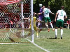 Testspiel - Saison 2026/27 - VFB Eichstätt - FC Ingolstadt 04 - Torwart Daniel Martin (Nr.1 - VFB Eichstätt) - Lars Lokotsch (Nr.13 - FCI) - Jens Schüler (Nr.38 - VFB Eichstätt) - Foto: Meyer Jürgen