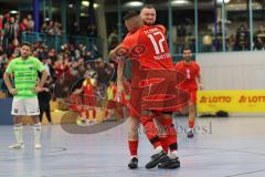 Lotto - Hallen - Bayerncup - Oberbayern -  Saison 2022/2023  - FC Fatih Ing - FC Penzberg - Finale - 1:0 - Deniz Sari rot Fatih trifft zum 1:0 Siegtreffer jubel - Foto: Meyer Jürgen