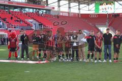 3. Liga - Saison 2024/25 - FC Ingolstadt 04 - SV Wehen Wiesbaden - Das Spiel ist aus - Banner - Choreo - Foto: Meyer Jürgen