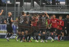 2.BL; SV Sandhausen - FC Ingolstadt 04 - Tor Jubel 0:2 Fatih Kaya (9, FCI) mit der Mannschaft Nils Roeseler (13, FCI) Filip Bilbija (35, FCI) Nico Antonitsch (5, FCI) Nassim Boujellab (8, FCI) Dennis Eckert Ayensa (7, FCI)