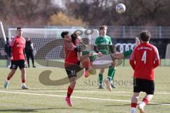 2024_2_17 - Saison 2023/24 - AUDI-Schanzer Amateur Cup - FC Gerolfing - TV 1861 Ingolstadt - Halbfinale 2 - Miguel Diaz Moreno rot 1861 Ing. - Florian Uslar grün Gerolfing - Foto: Meyer Jürgen