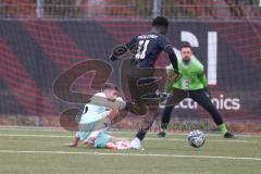 Bayernliga Nord - Saison 2024/25 - FC Ingolstadt 04 II - DJK Ammerthal - Jason Osei Tutu (Nr.11 - FCI U21) - Henrik Brüggen blau Ammerthal - Christopher Sommerer Torwart Ammerthal - Foto: Meyer Jürgen