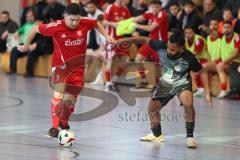 Lotto Bayern Hallencup - Saison 2024/25 - Türk SV Ingolstadt - DJK München - Baha Asici rot Türkisch - Dennis Appiiah  schwarz München - Foto: Meyer Jürgen