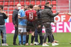 3. Liga - FC Ingolstadt 04 - TSV 1860 München - Diskussion nach dem Spiel, Mölders Sascha (9, 1860) Marcel Gaus (19, FCI) Vorsitzender des Vorstandes Peter Jackwerth (FCI)