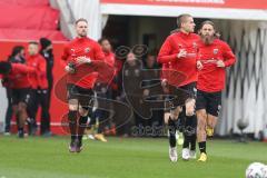 3. Fußball-Liga - Saison 2020/2021 - FC Ingolstadt 04 - FC Viktoria Köln - Die Spieler auf dem Spielfeld zum warm machen - Filip Bilbija (#35,FCI)  - Beister Maximilian (#11,FCI) -   - Foto: Meyer Jürgen