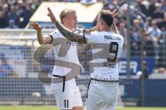 3. Liga; SV Meppen - FC Ingolstadt 04; Tor Jubel Treffer Patrick Schmidt (9, FCI) Tobias Bech (11, FCI)